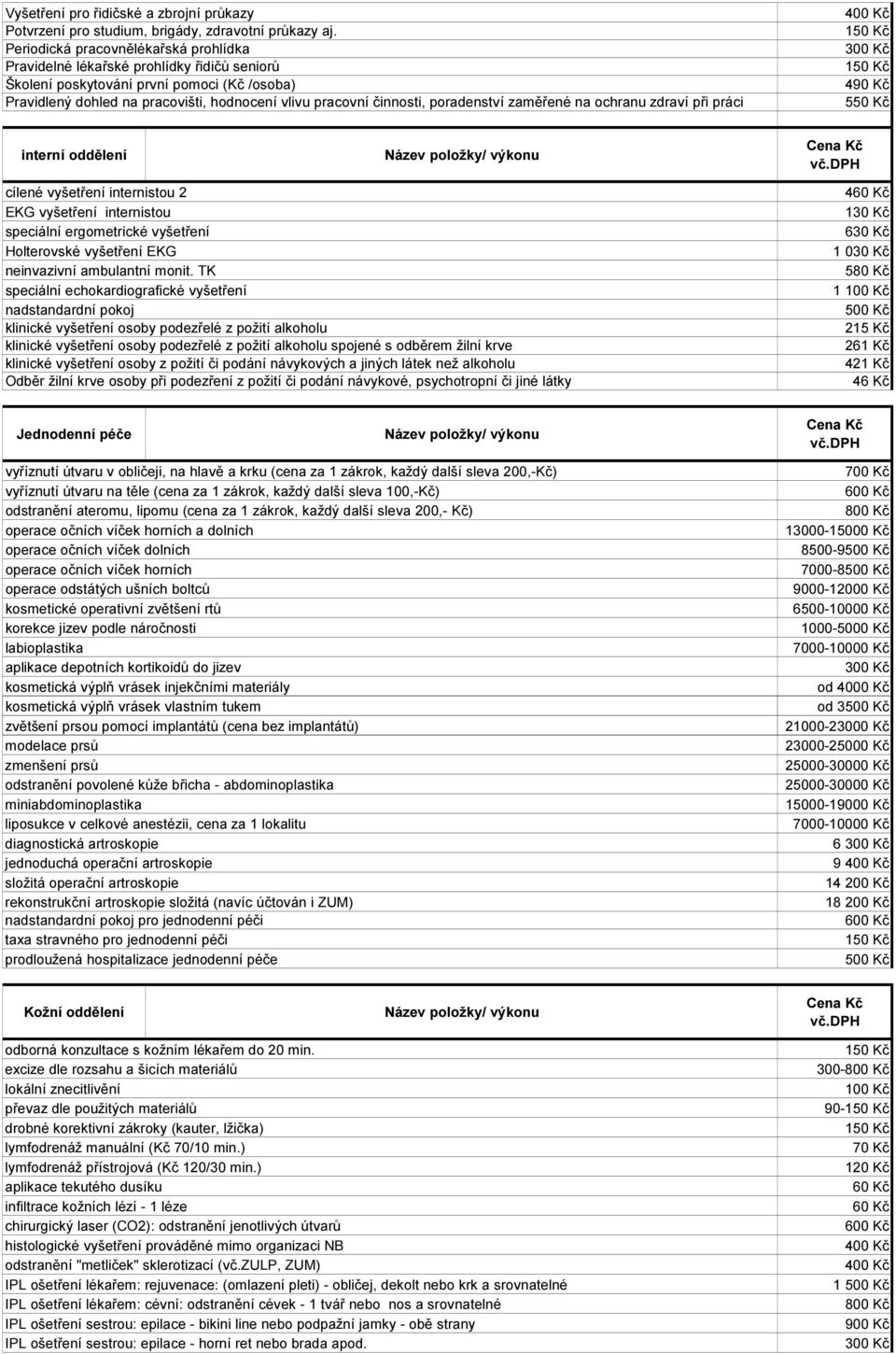 poradenství zaměřené na ochranu zdraví při práci 490 Kč 5 interní oddělení cílené vyšetření internistou 2 EKG vyšetření internistou speciální ergometrické vyšetření Holterovské vyšetření EKG