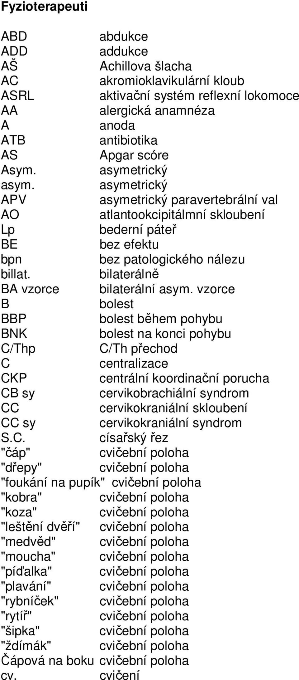 bilaterálně BA vzorce bilaterální asym.