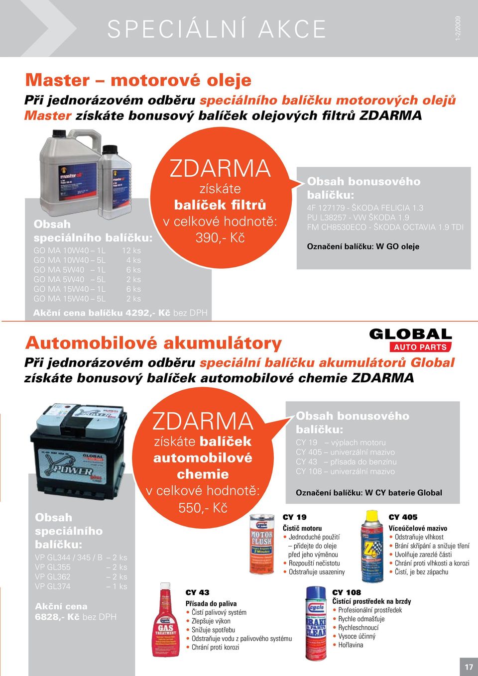 Obsah bonusového balíčku: 4F 127179 - ŠKODA FELICIA 1.3 PU L38257 - VW ŠKODA 1.9 FM CH8530ECO - ŠKODA OCTAVIA 1.