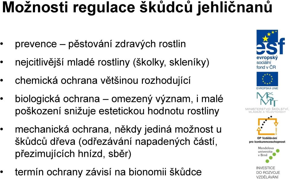 význam, i malé poškození snižuje estetickou hodnotu rostliny mechanická ochrana, někdy jediná