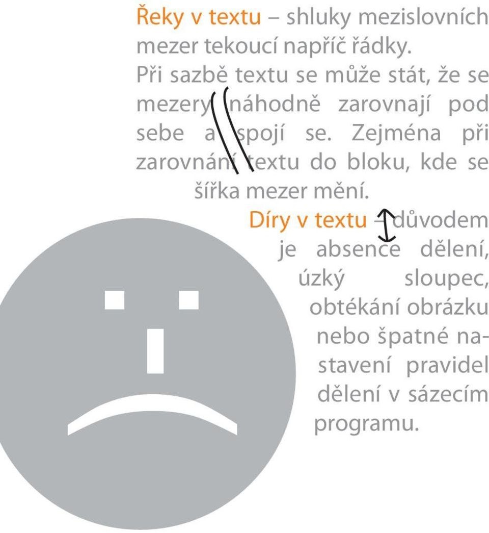 Zejména při zarovnání textu do bloku, kde se šířka mezer mění.