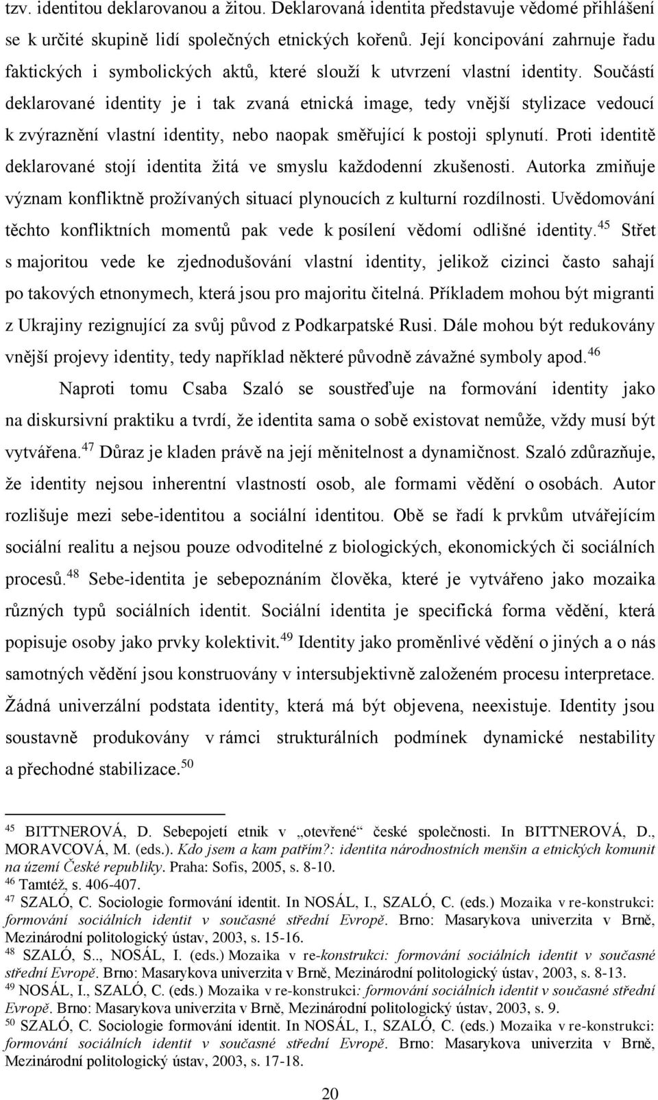 Součástí deklarované identity je i tak zvaná etnická image, tedy vnější stylizace vedoucí k zvýraznění vlastní identity, nebo naopak směřující k postoji splynutí.