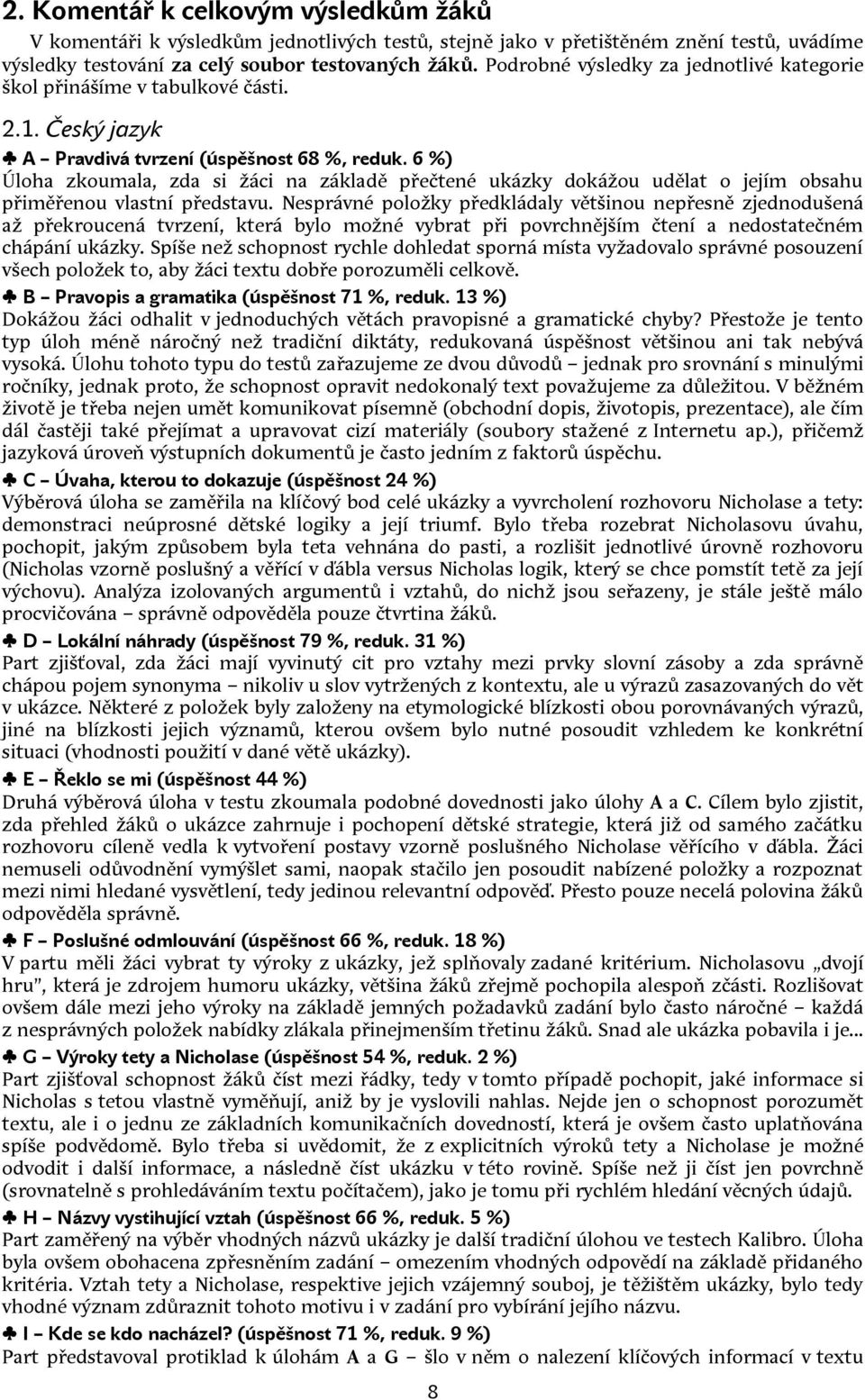 6 %) Úloha zkoumala, zda si žáci na základě přečtené ukázky dokážou udělat o jejím obsahu přiměřenou vlastní představu.