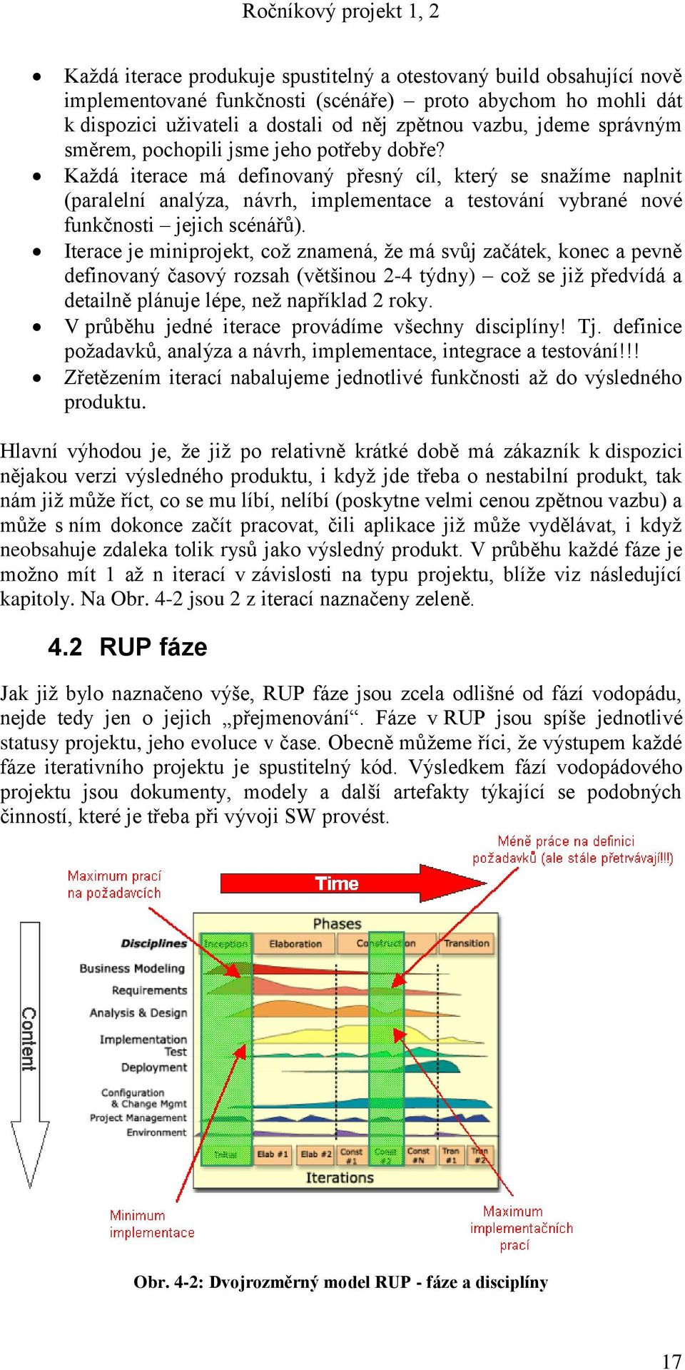 Kaţdá iterace má definovaný přesný cíl, který se snaţíme naplnit (paralelní analýza, návrh, implementace a testování vybrané nové funkčnosti jejich scénářů).