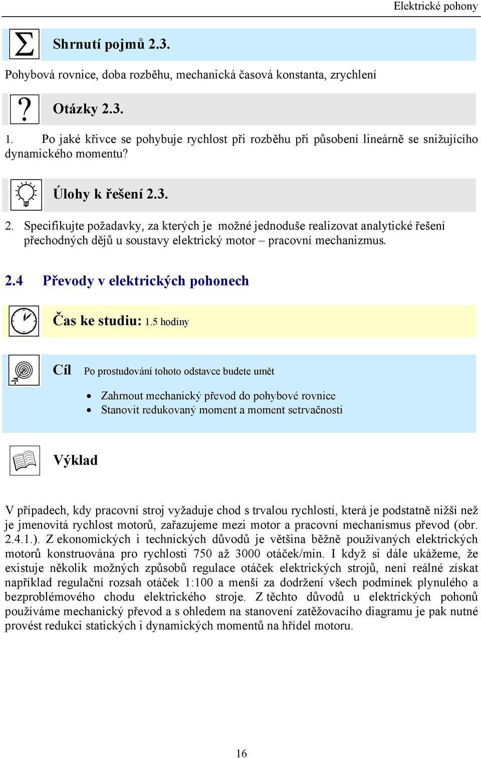 .4 Převody v elektrických pohoech Čas ke studiu: 1.