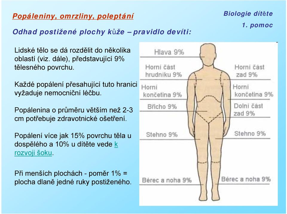 Každé popálení přesahující tuto hranici vyžaduje nemocniční léčbu.