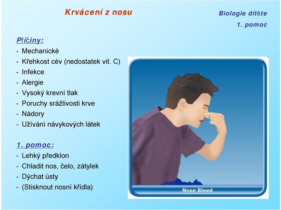 srážlivosti krve - Nádory - Užívání návykových látek : - Lehký