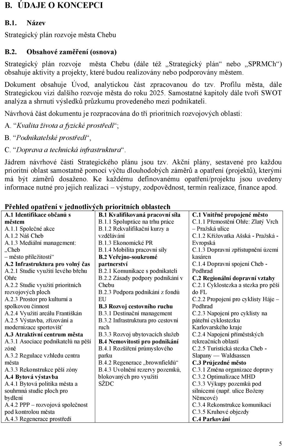 Dokument obsahuje Úvod, analytickou část zpracovanou do tzv. Profilu města, dále Strategickou vizi dalšího rozvoje města do roku 2025.