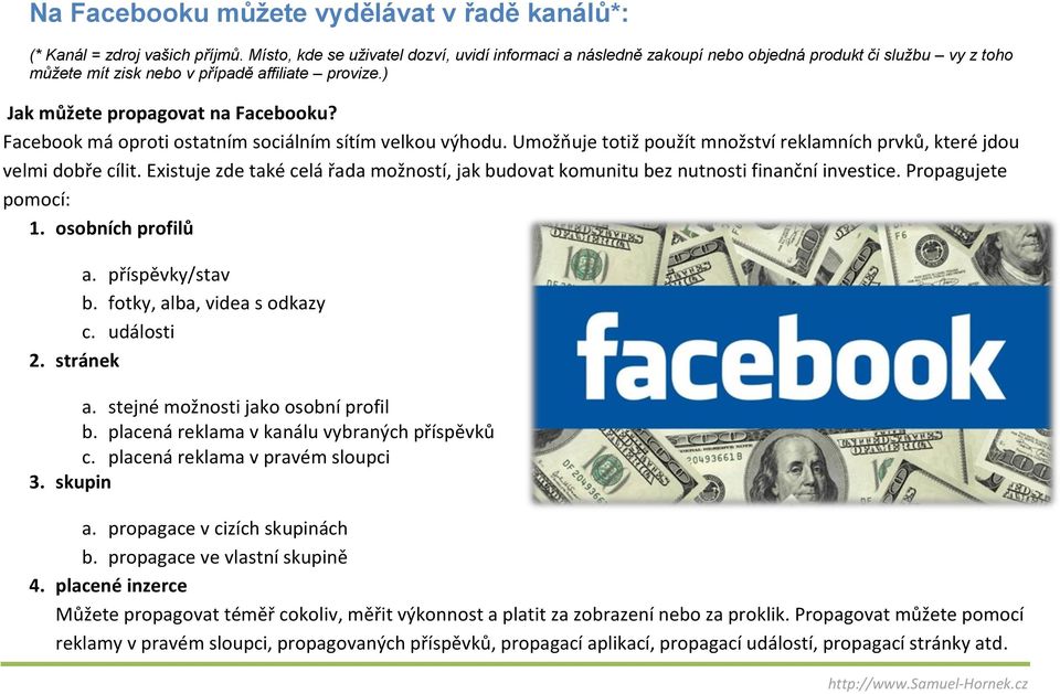 Facebook má oproti ostatním sociálním sítím velkou výhodu. Umožňuje totiž použít množství reklamních prvků, které jdou velmi dobře cílit.