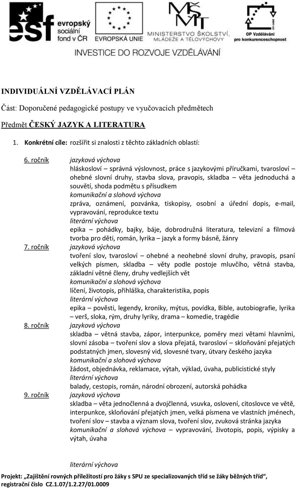 přísudkem komunikační a slohová výchova zpráva, oznámení, pozvánka, tiskopisy, osobní a úřední dopis, e-mail, vypravování, reprodukce textu literární výchova epika pohádky, bajky, báje, dobrodružná