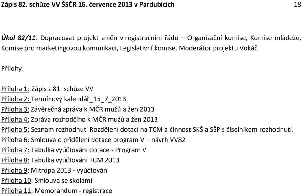 Moderátor projektu Vokáč Přílohy: Příloha 1: Zápis z 81.