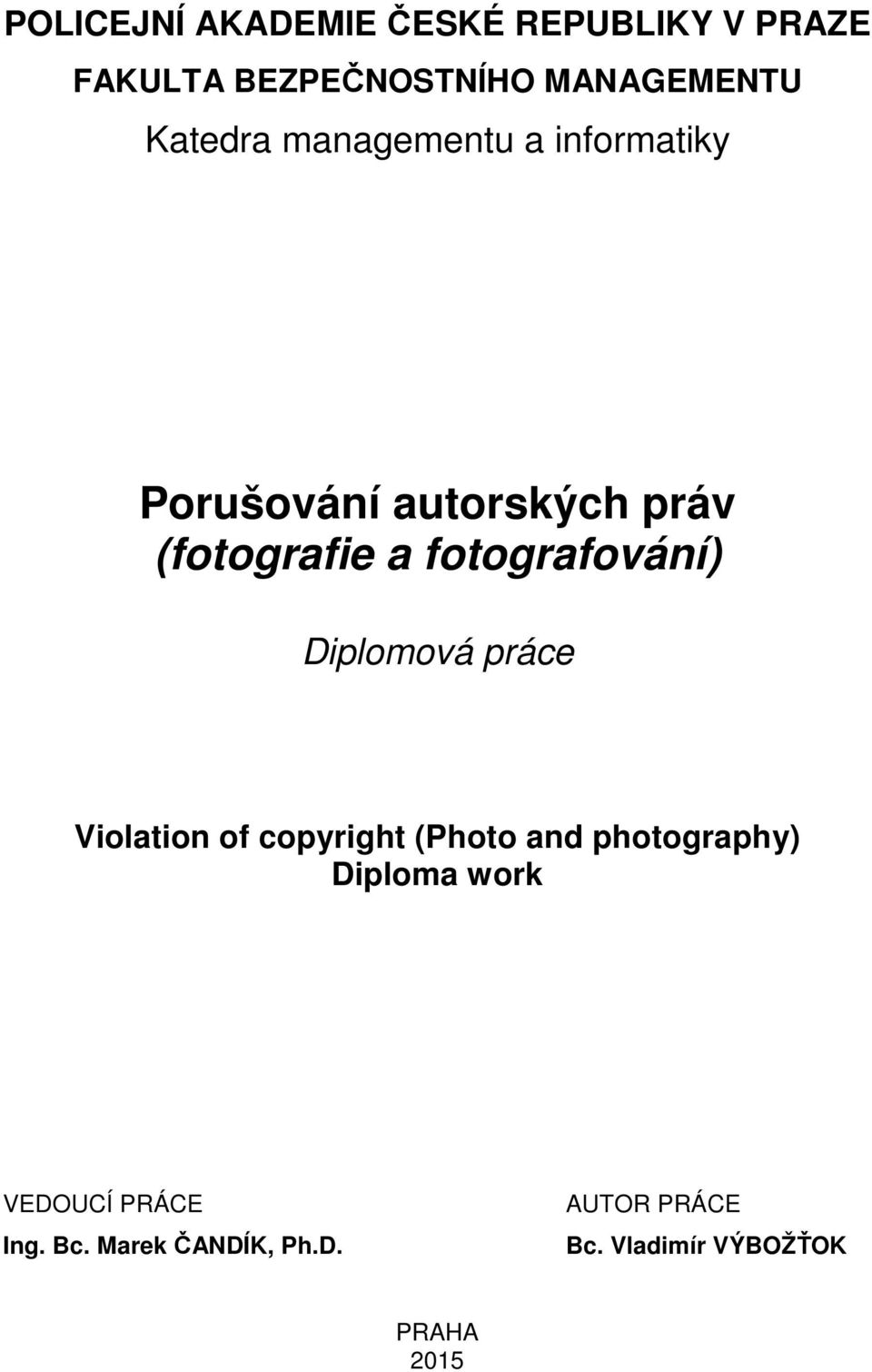 fotografování) Diplomová práce Violation of copyright (Photo and photography)