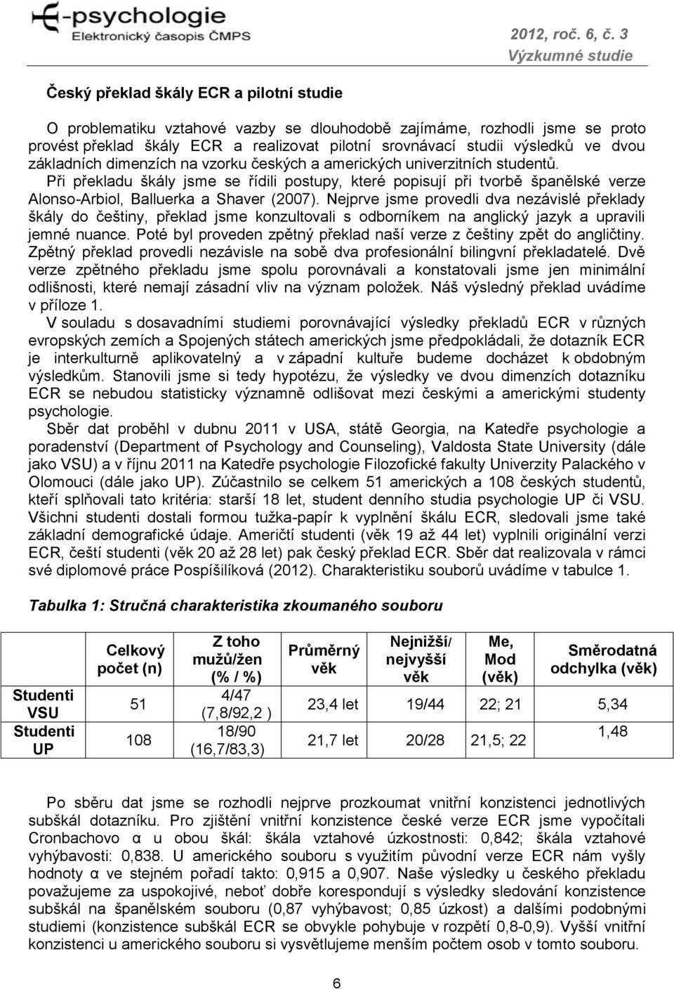 Při překladu škály jsme se řídili postupy, které popisují při tvorbě španělské verze Alonso-Arbiol, Balluerka a Shaver (2007).