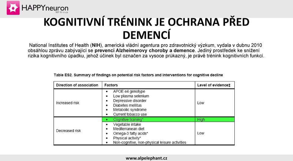 se prevencí Alzheimerovy choroby a demence.