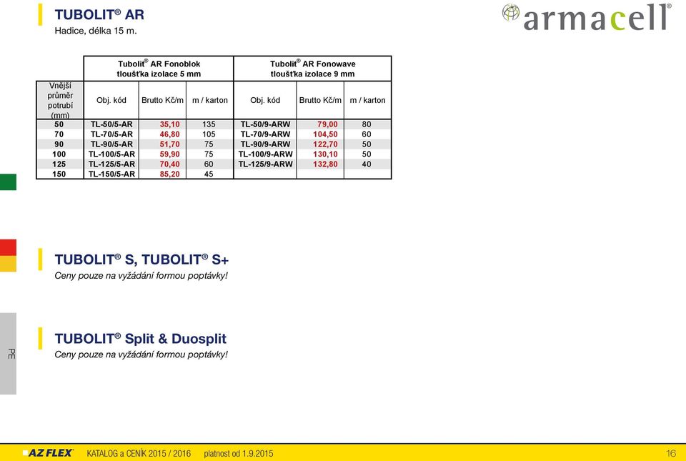 kód Kč/m m / karton (mm) 50 TL-50/5-AR 35,10 135 TL-50/9-ARW 79,00 80 70 TL-70/5-AR 46,80 105 TL-70/9-ARW 104,50 60 90 TL-90/5-AR 51,70 75 TL-90/9-ARW 122,70