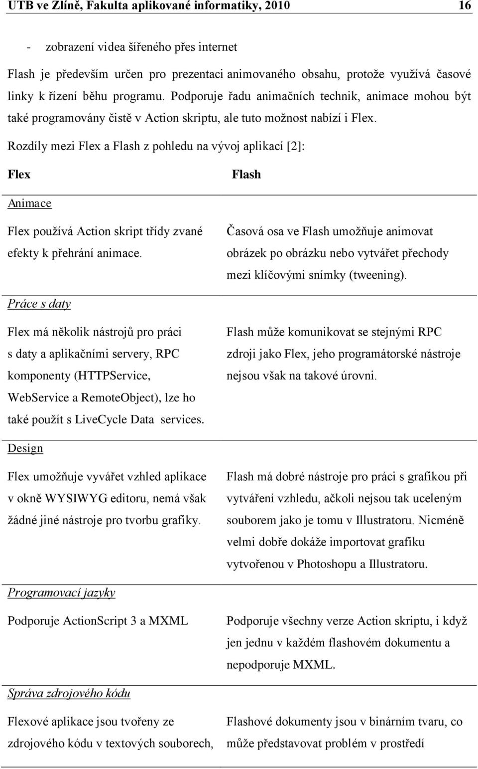 Rozdíly mezi Flex a Flash z pohledu na vývoj aplikací [2]: Flex Flash Animace Flex používá Action skript třídy zvané efekty k přehrání animace.