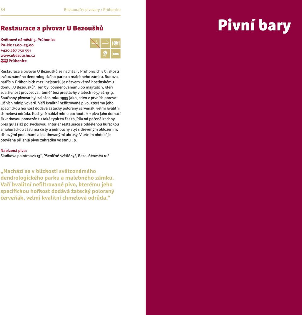 Budova, patřící v Průhonicích mezi nejstarší, je názvem věrná hostinskému domu U Bezoušků. Ten byl pojmenovanému po majitelích, kteří zde živnost provozovali téměř bez přestávky v letech 1657 až 1919.