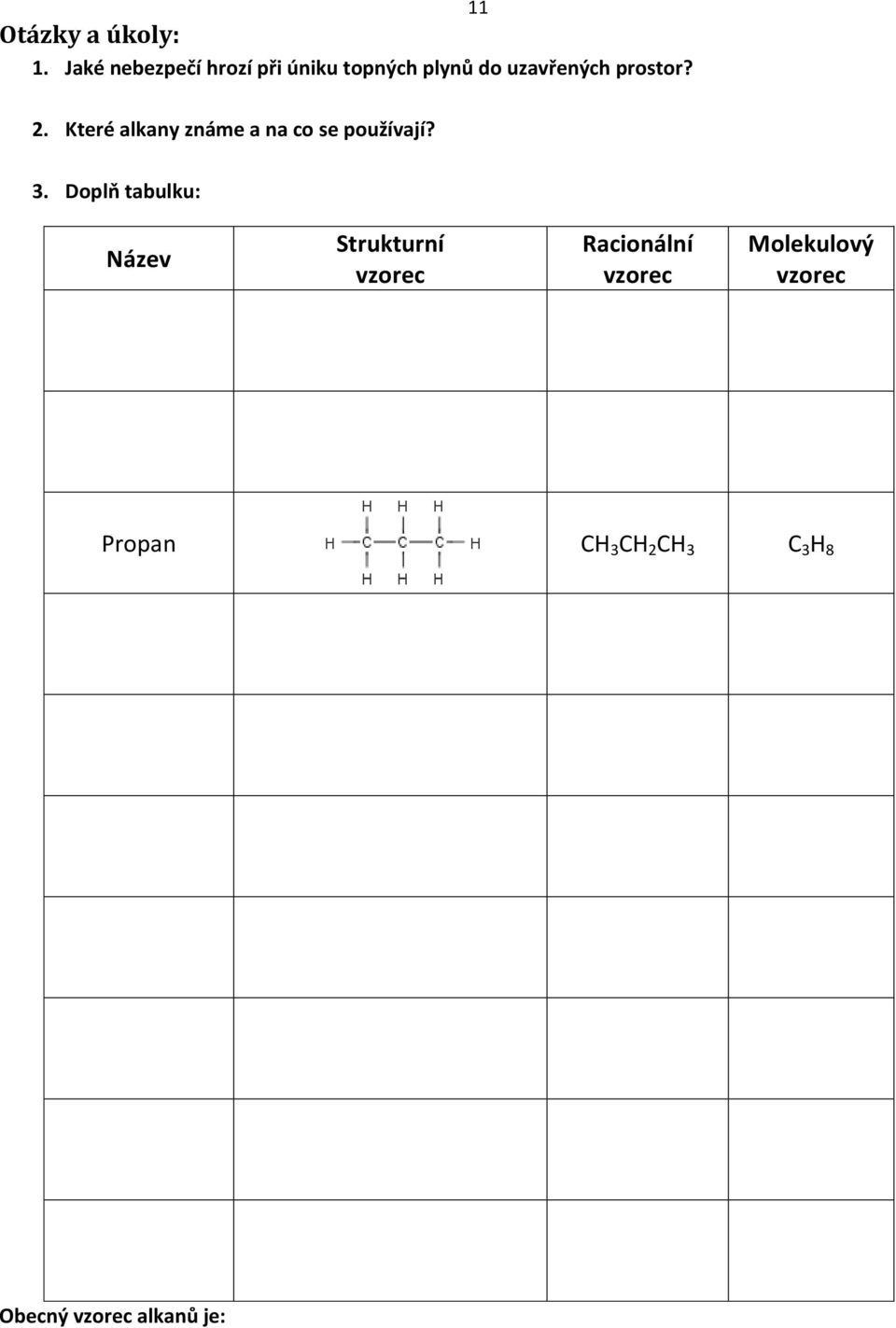 11 2. Které alkany známe a na co se používají? 3.