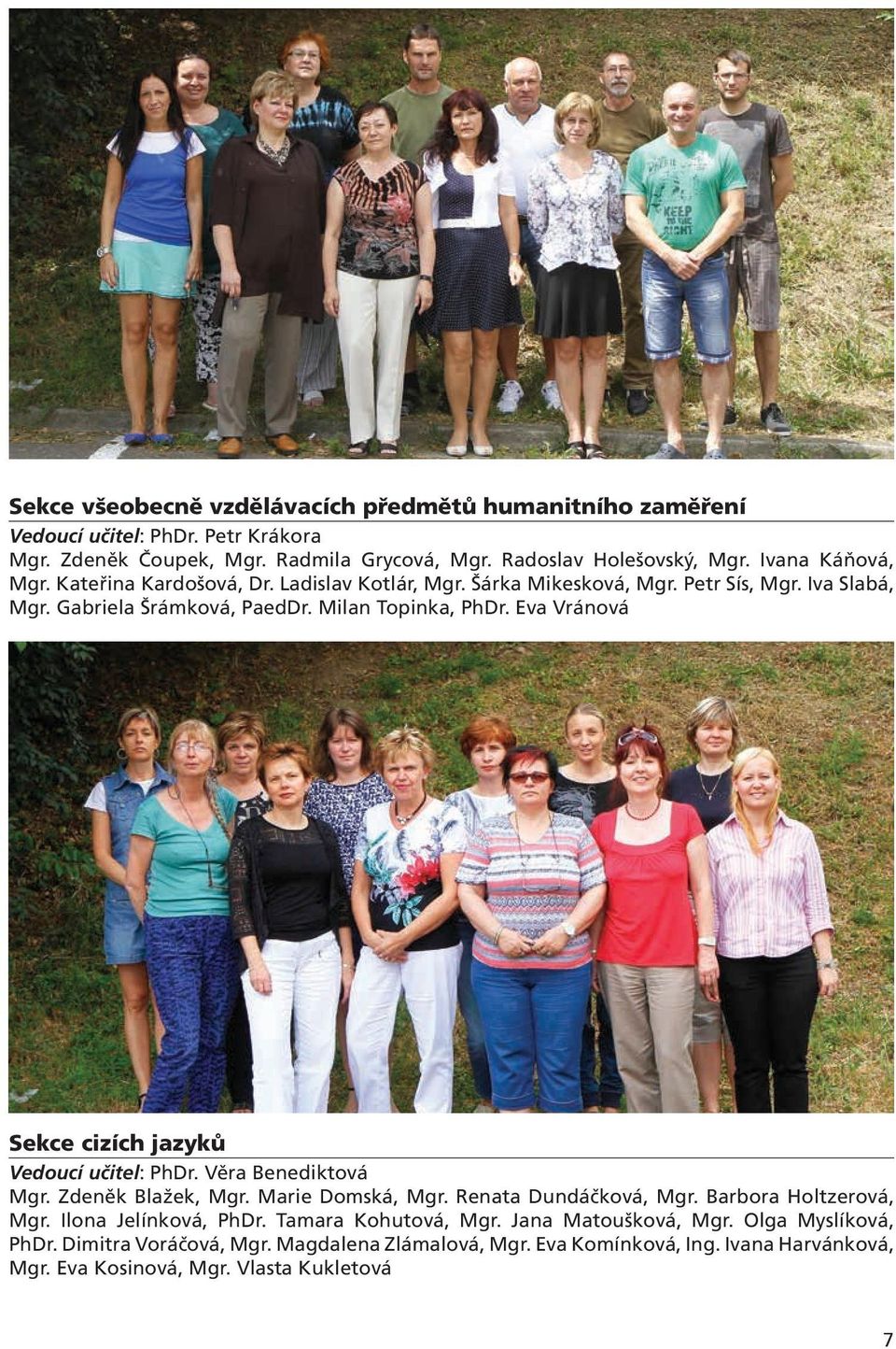 Eva Vránová Sekce cizích jazyků Vedoucí učitel: PhDr. Věra Benediktová Mgr. Zdeněk Blažek, Mgr. Marie Domská, Mgr. Renata Dundáčková, Mgr. Barbora Holtzerová, Mgr.