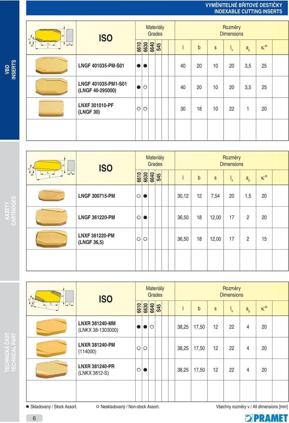 361220-PM 36,50 18 12,00 17 2 20 LNXF 361220-PM (LNGF 36,5) 36,50 18 12,00 17 2 15 κ ap l ln b ISO Materiály Grade 6610 6630 6640 S45 Rozměry Dimenion l b l n a p k LNXR 381240-MM (LNKX 38-1303000)