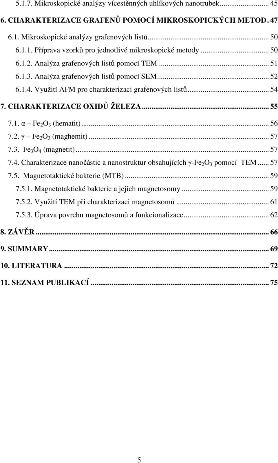 .. 55 7.1. α Fe 2 O 3 (hematit)... 56 7.2. γ Fe 2 O 3 (maghemit)... 57 7.3. Fe 3 O 4 (magnetit)... 57 7.4. Charakterizace nanočástic a nanostruktur obsahujících γ-fe 2 O 3 pomocí TEM... 57 7.5. Magnetotaktické bakterie (MTB).