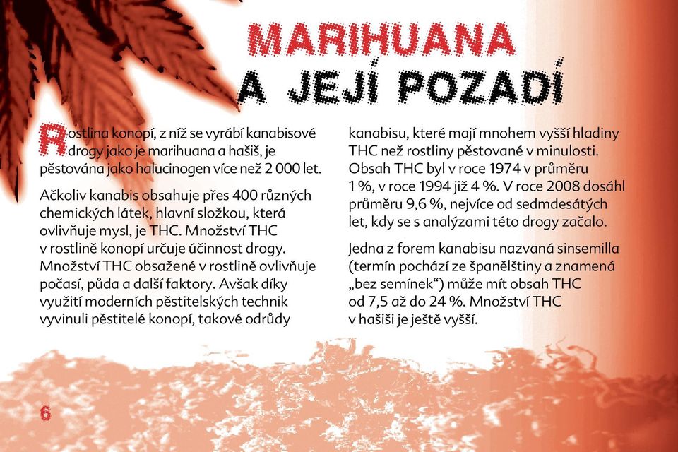 Množství THC obsažené v rostlině ovlivňuje počasí, půda a další faktory.