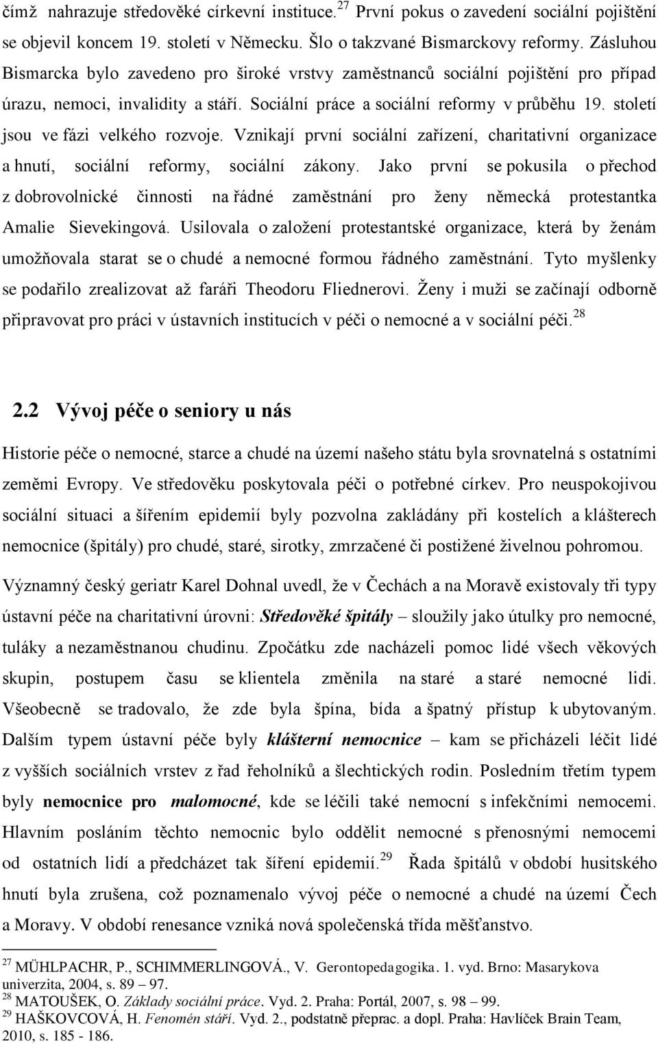 století jsou ve fázi velkého rozvoje. Vznikají první sociální zařízení, charitativní organizace a hnutí, sociální reformy, sociální zákony.