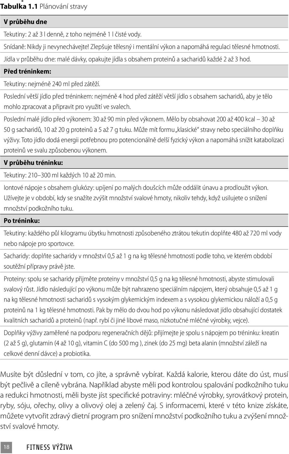 Před tréninkem: Tekutiny: nejméně 240 ml před zátěží.