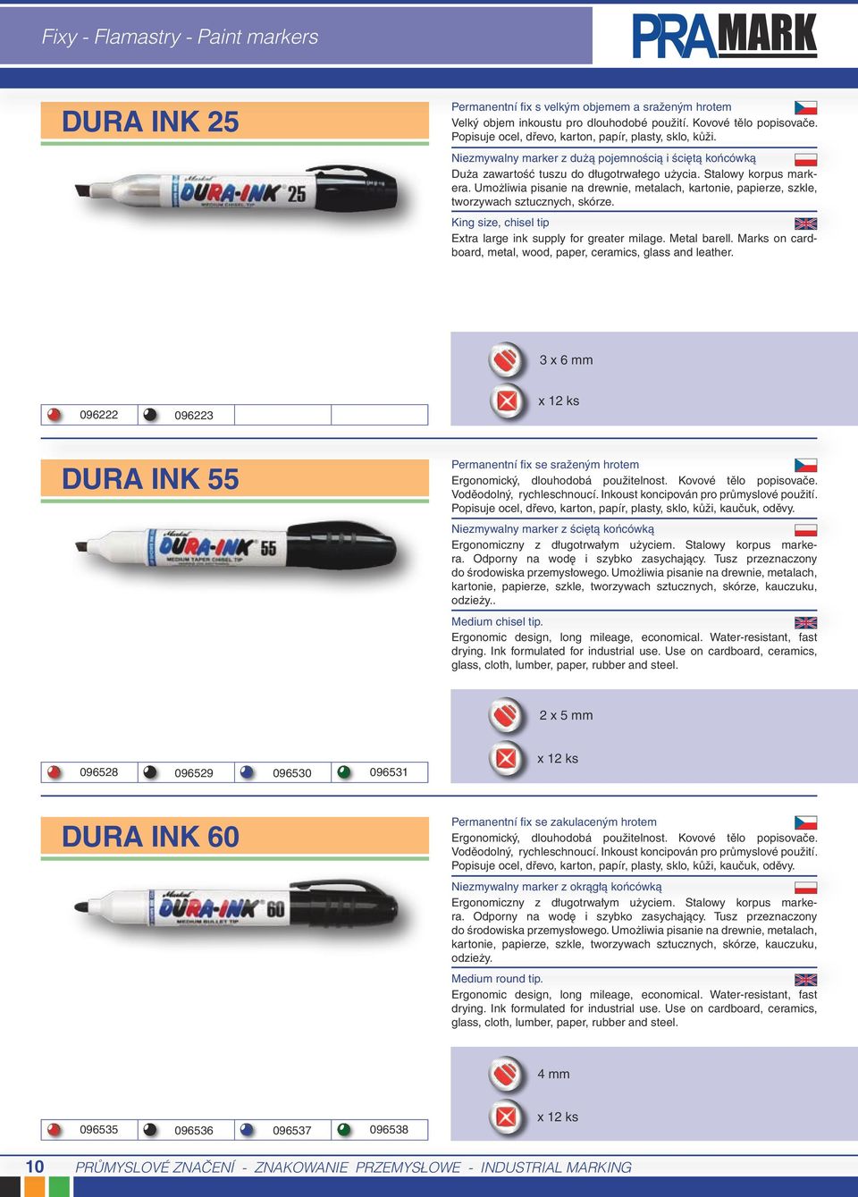 Umożliwia pisanie na drewnie, metalach, kartonie, papierze, szkle, tworzywach sztucznych, skórze. King size, chisel tip Extra large ink supply for greater milage. Metal barell.