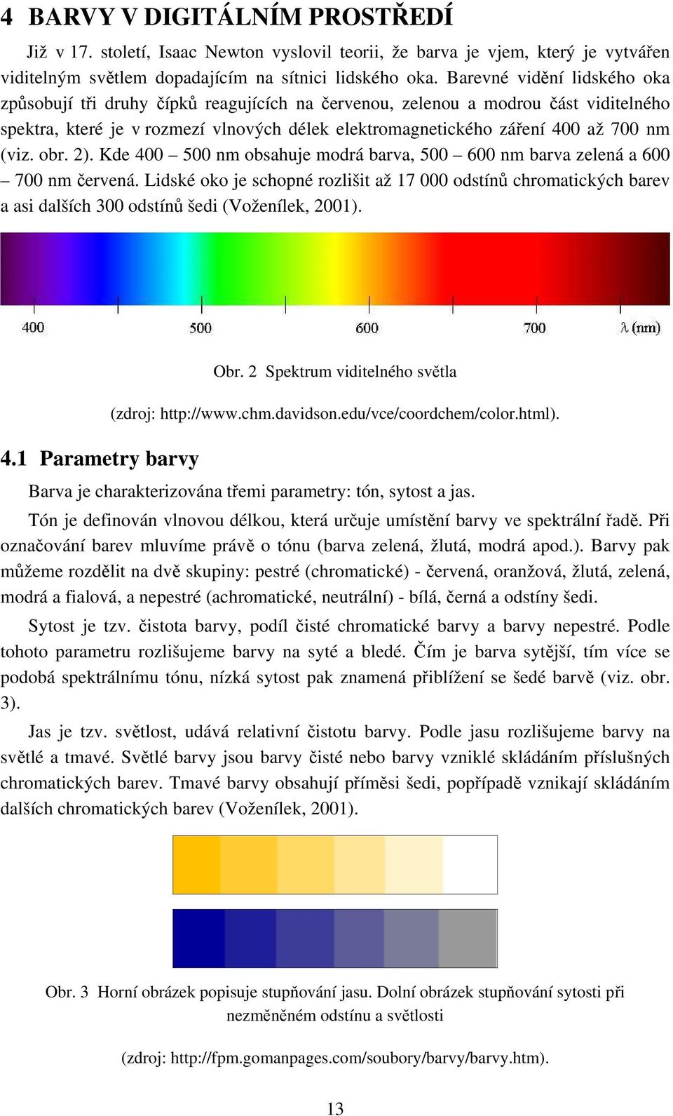(viz. obr. 2). Kde 400 500 nm obsahuje modrá barva, 500 600 nm barva zelená a 600 700 nm červená.