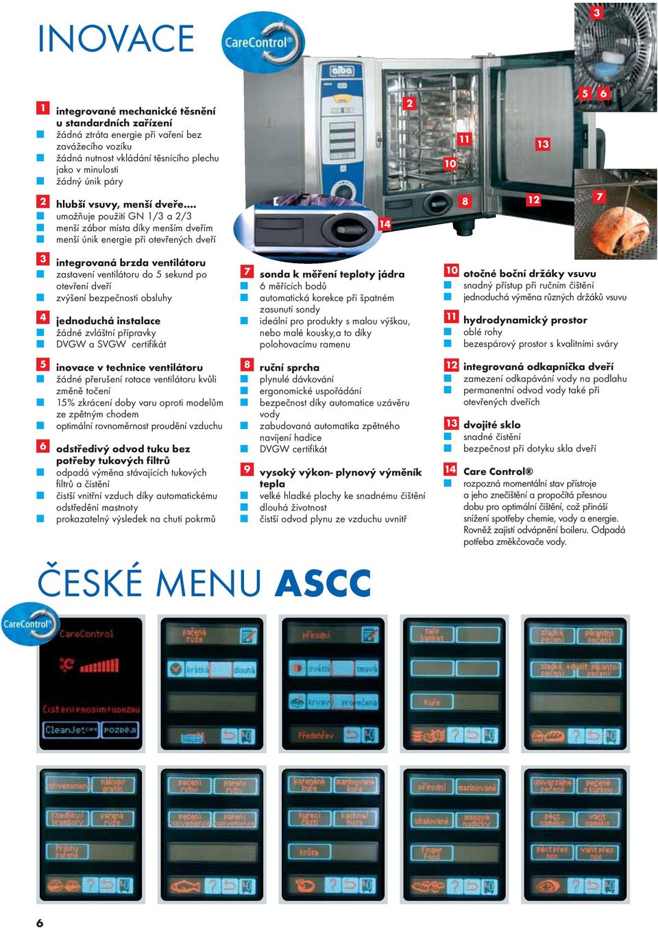 umožňuje použití GN 1/3 a 2/3 menší zábor místa díky menším dveřím menší únik energie při otevřených dveří 3 4 5 6 integrovaná brzda ventilátoru zastavení ventilátoru do 5 sekund po otevření dveří