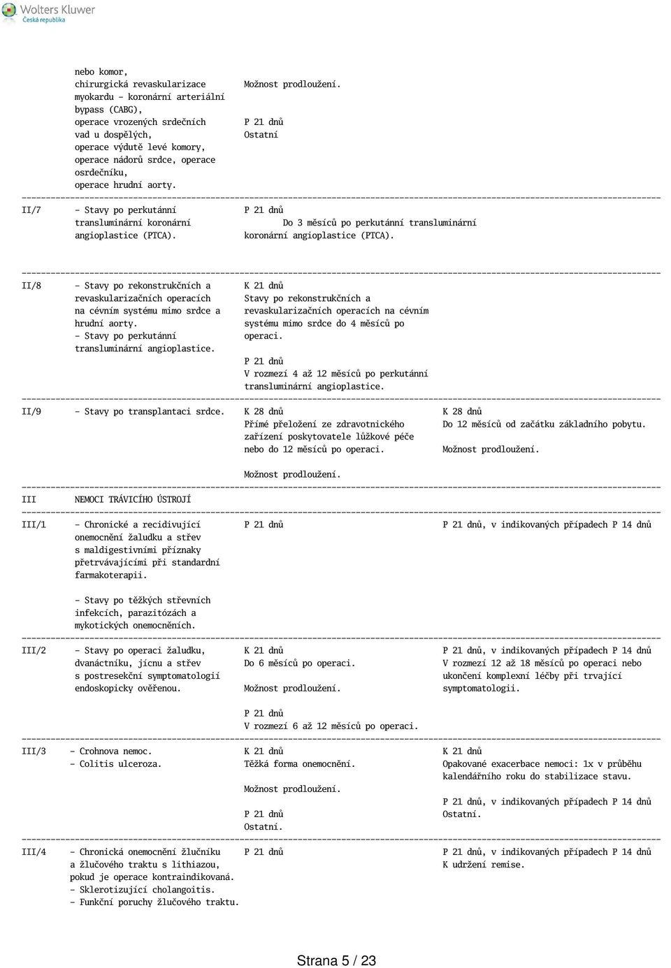 II/8 - Stavy po rekonstrukčních a K 21 dnů revaskularizačních operacích Stavy po rekonstrukčních a na cévním systému mimo srdce a revaskularizačních operacích na cévním hrudní aorty.