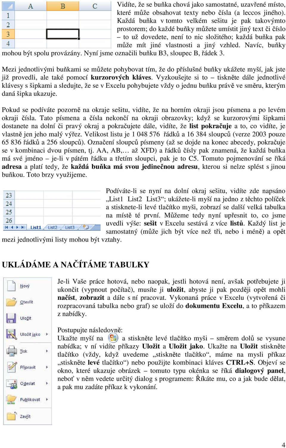 vzhled. Navíc, buňky mohou být spolu provázány. Nyní jsme označili buňku B3, sloupec B, řádek 3.