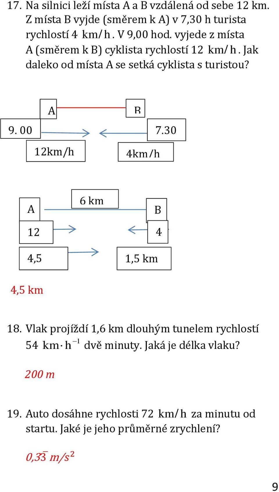 A B 9. 00 7.30 1km/h 4km/h A 6 km B 1 4 4,5 km 4,5 km 1,5 km 18.