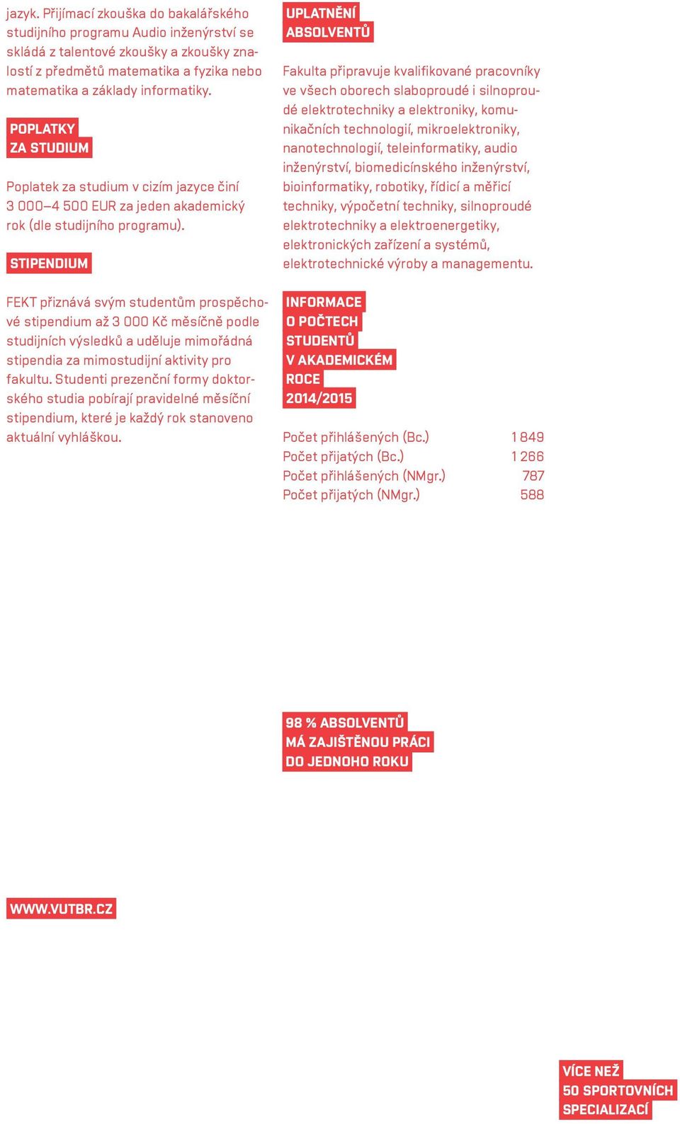 Stipendium FEKT přiznává svým studentům prospěchové stipendium až 3 000 Kč měsíčně podle studijních výsledků a uděluje mimořádná stipendia za mimostudijní aktivity pro fakultu.