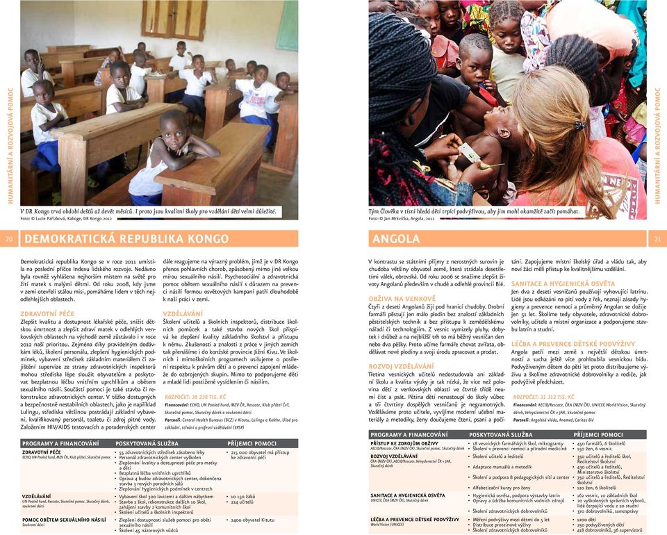 Foto: Jan Mrkvička, Angola, 2012 angola Humanitární a rozvojová pomoc 21 Demokratická republika Kongo se v roce 2011 umístila na poslední příčce Indexu lidského rozvoje.