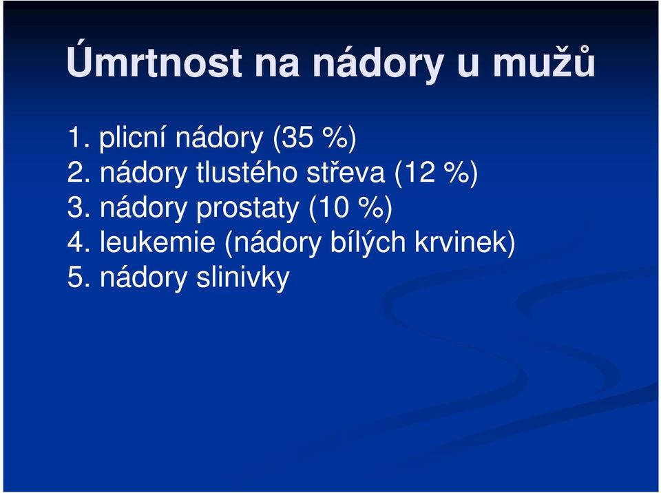 nádory tlustého střeva (12 %) 3.