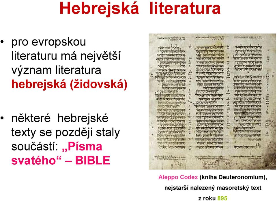 se později staly součástí: Písma svatého BIBLE Aleppo Codex