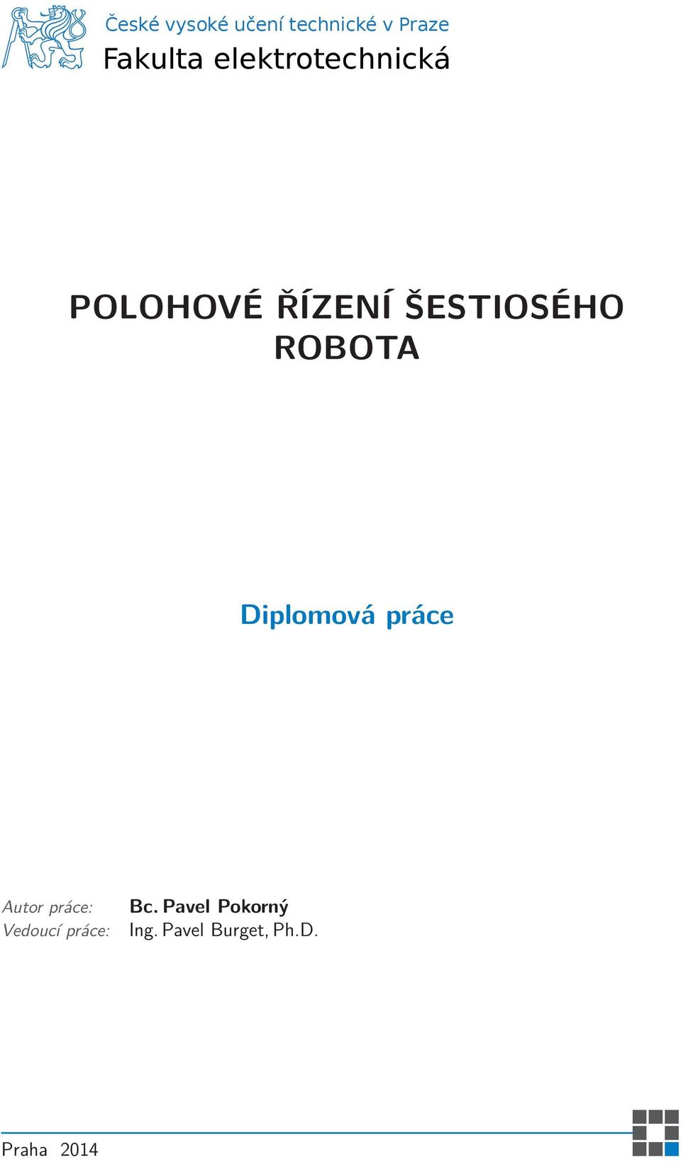 ROBOTA Diplomová práce Autor práce: Vedoucí