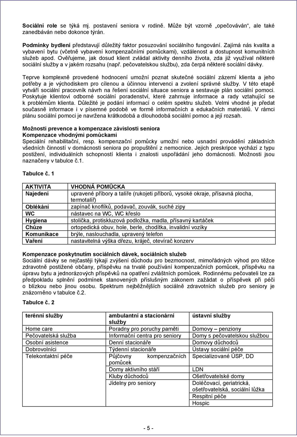 Ověřujeme, jak dosud klient zvládal aktivity denního života, zda již využíval některé sociální služby a v jakém rozsahu (např. pečovatelskou službu), zda čerpá některé sociální dávky.