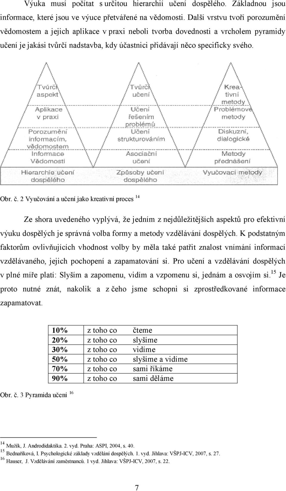 2 Vyučování a učení jako kreativní proces 14 Ze shora uvedeného vyplývá, že jedním z nejdůležitějších aspektů pro efektivní výuku dospělých je správná volba formy a metody vzdělávání dospělých.