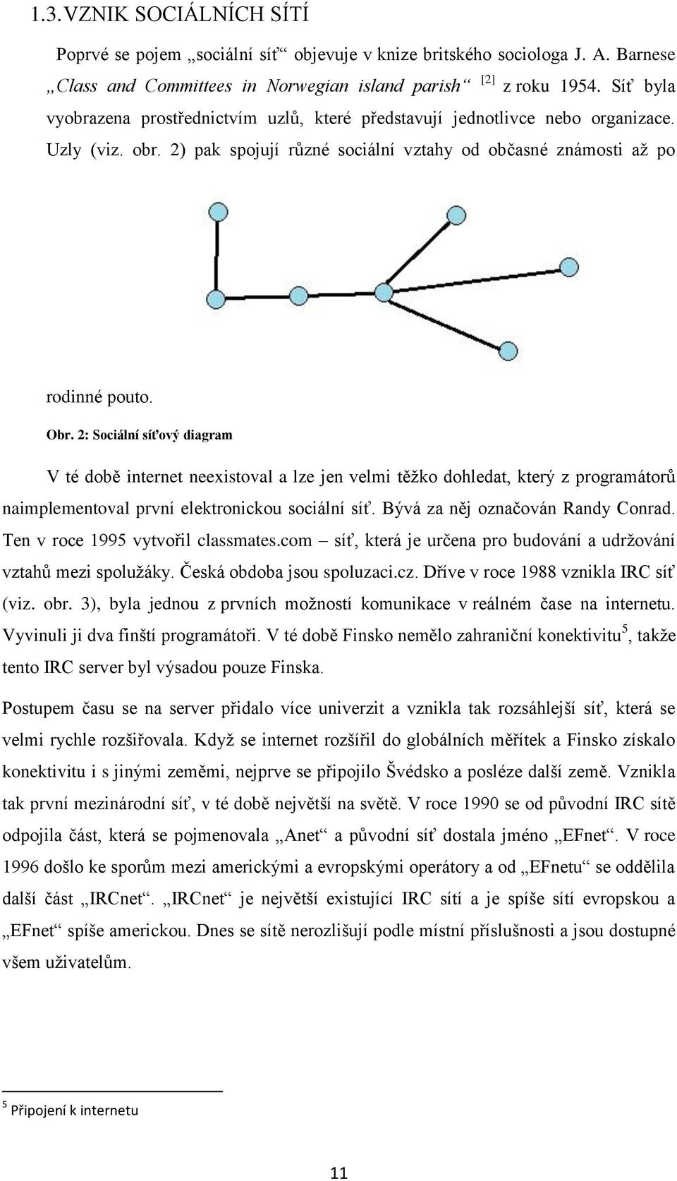 2: Sociální síťový diagram V té době internet neexistoval a lze jen velmi těžko dohledat, který z programátorů naimplementoval první elektronickou sociální síť. Bývá za něj označován Randy Conrad.