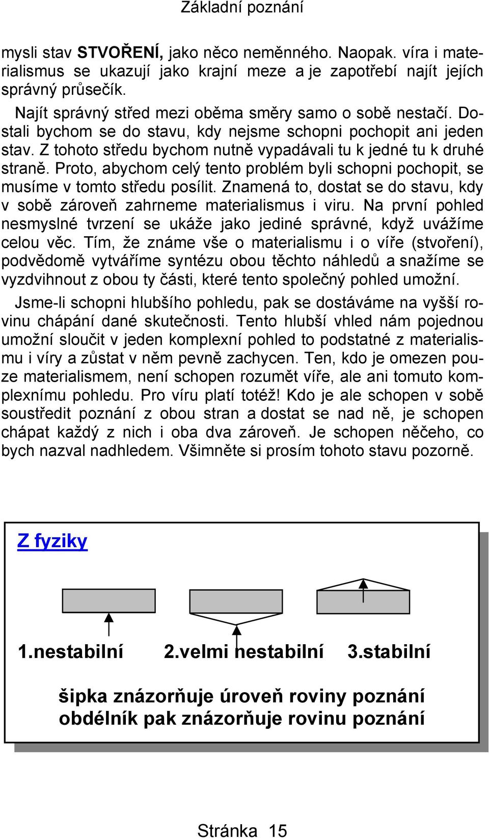 Proto, abychom celý tento problém byli schopni pochopit, se musíme v tomto středu posílit. Znamená to, dostat se do stavu, kdy v sobě zároveň zahrneme materialismus i viru.