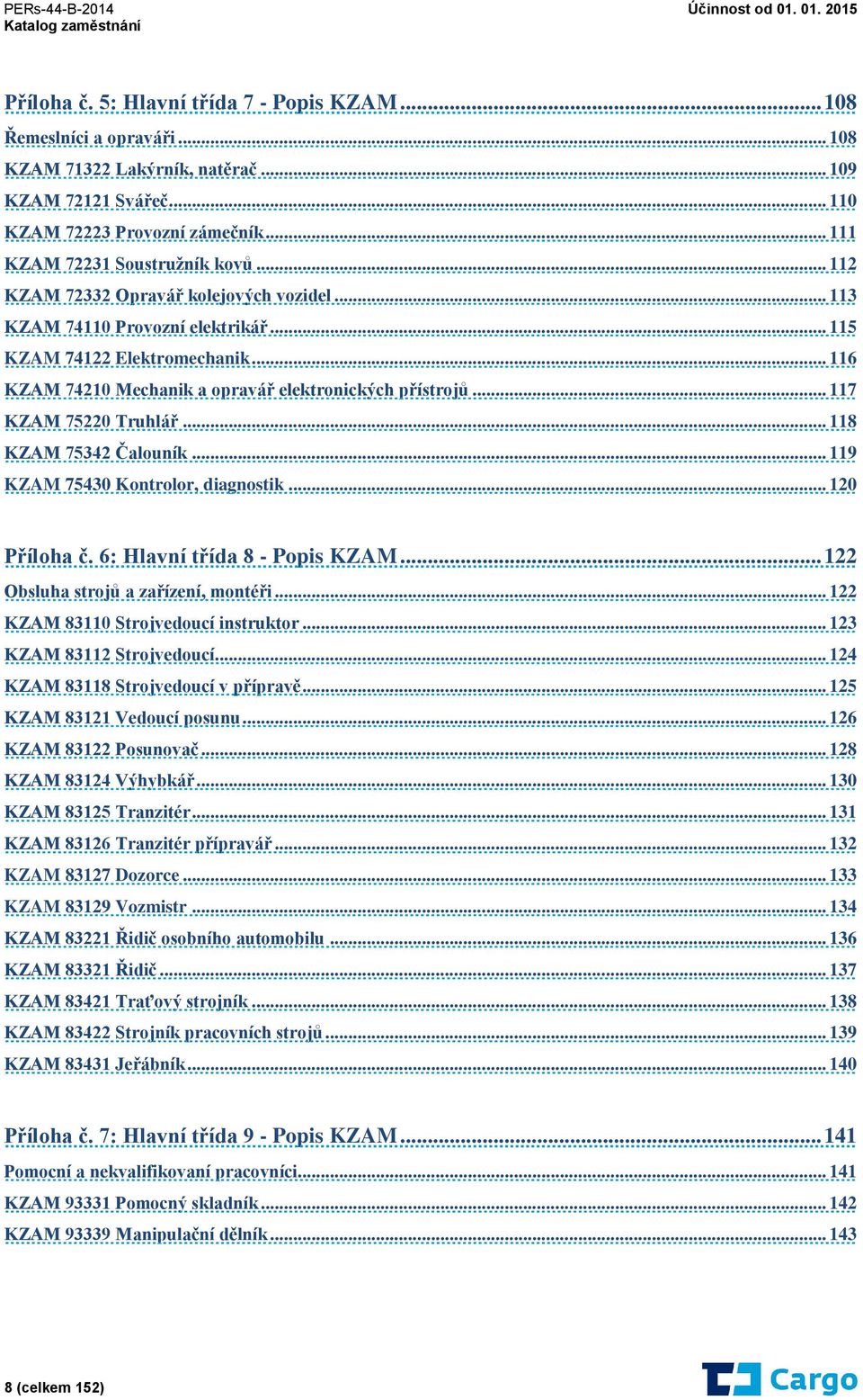 .. 116 KZAM 74210 Mechanik a opravář elektronických přístrojů... 117 KZAM 75220 Truhlář... 118 KZAM 75342 Čalouník... 119 KZAM 75430 Kontrolor, diagnostik... 120 Příloha č.