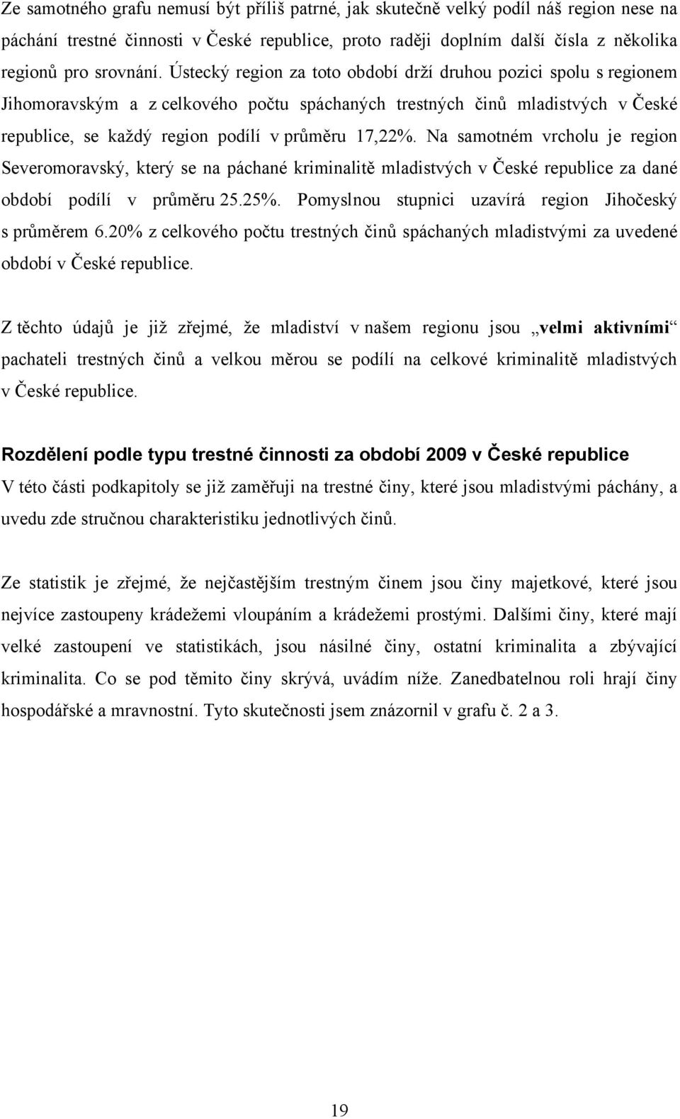 Na samotném vrcholu je region Severomoravský, který se na páchané kriminalitě mladistvých v České republice za dané období podílí v průměru 25.25%.