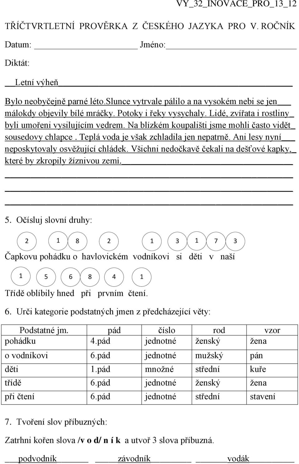 Ani lesy nyní neposkytovaly osvěžující chládek. Všichni nedočkavě čekali na dešťové kapky,_ které by zkropily žíznivou zemi. 5.