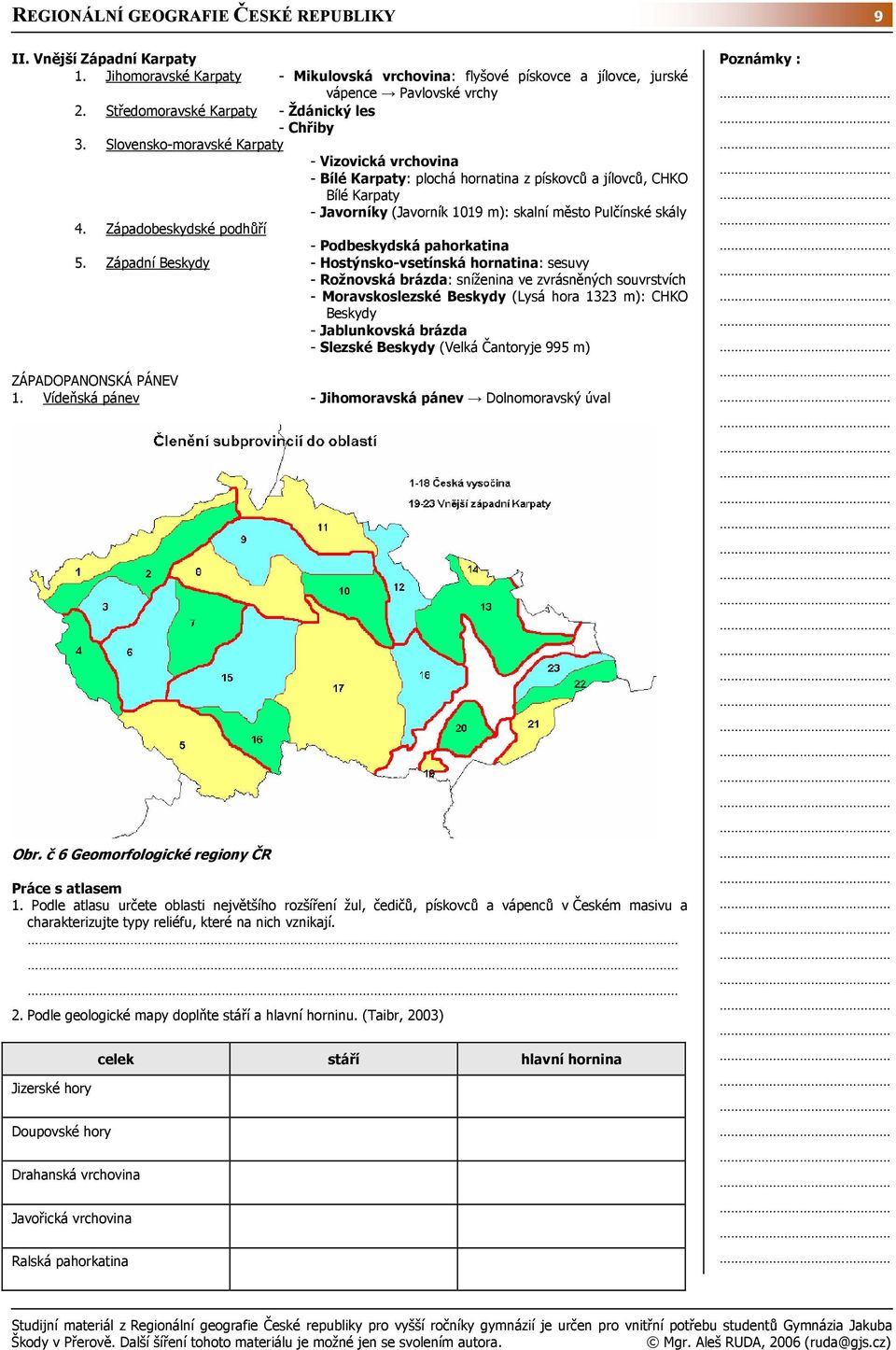 Slovensko-moravské Karpaty - Vizovická vrchovina - Bílé Karpaty: plochá hornatina z pískovců a jílovců, CHKO Bílé Karpaty - Javorníky (Javorník 1019 m): skalní město Pulčínské skály 4.