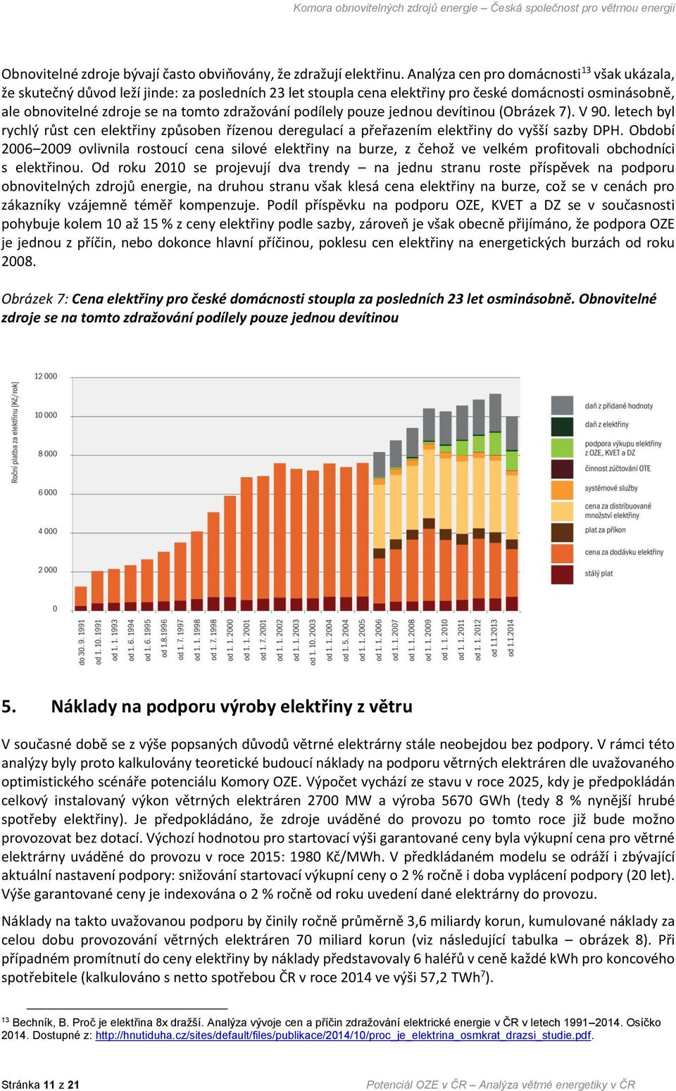 podílely pouze jednou devítinou (Obrázek 7). V 90. letech byl rychlý růst cen elektřiny způsoben řízenou deregulací a přeřazením elektřiny do vyšší sazby DPH.