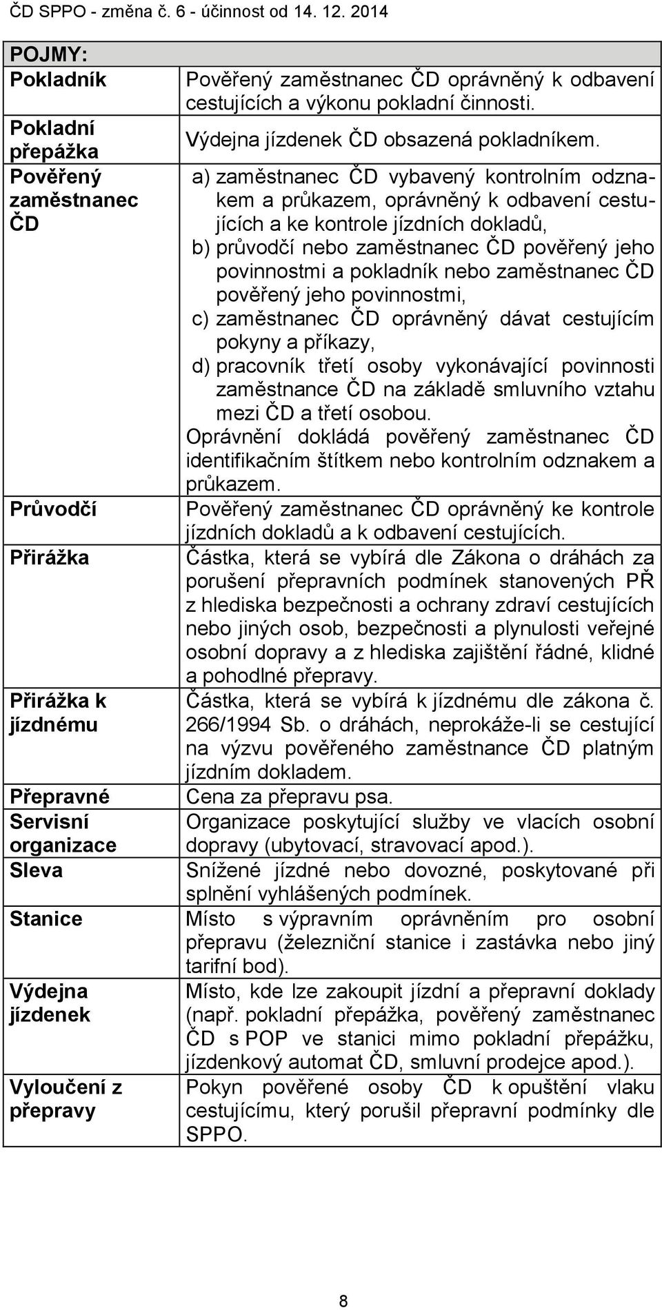 a) zaměstnanec ČD vybavený kontrolním odznakem a průkazem, oprávněný k odbavení cestujících a ke kontrole jízdních dokladů, b) průvodčí nebo zaměstnanec ČD pověřený jeho povinnostmi a pokladník nebo