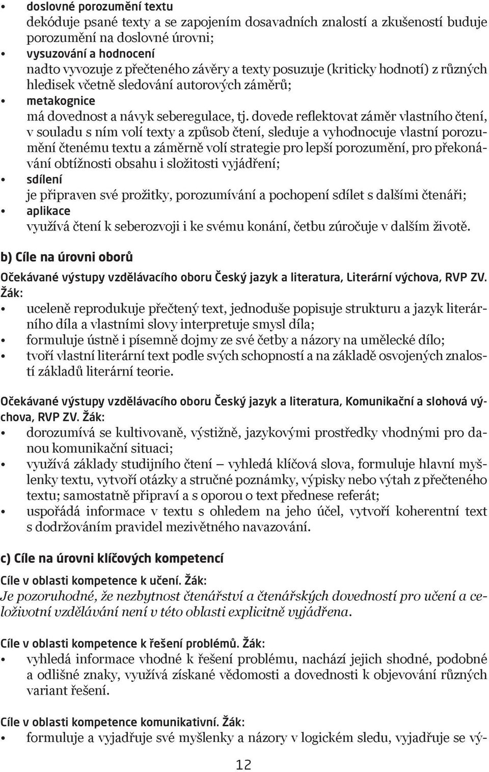 dovede reflektovat záměr vlastního čtení, v souladu s ním volí texty a způsob čtení, sleduje a vyhodnocuje vlastní porozumění čtenému textu a záměrně volí strategie pro lepší porozumění, pro